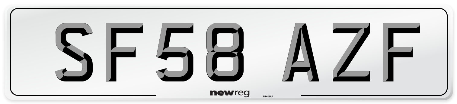 SF58 AZF Number Plate from New Reg
